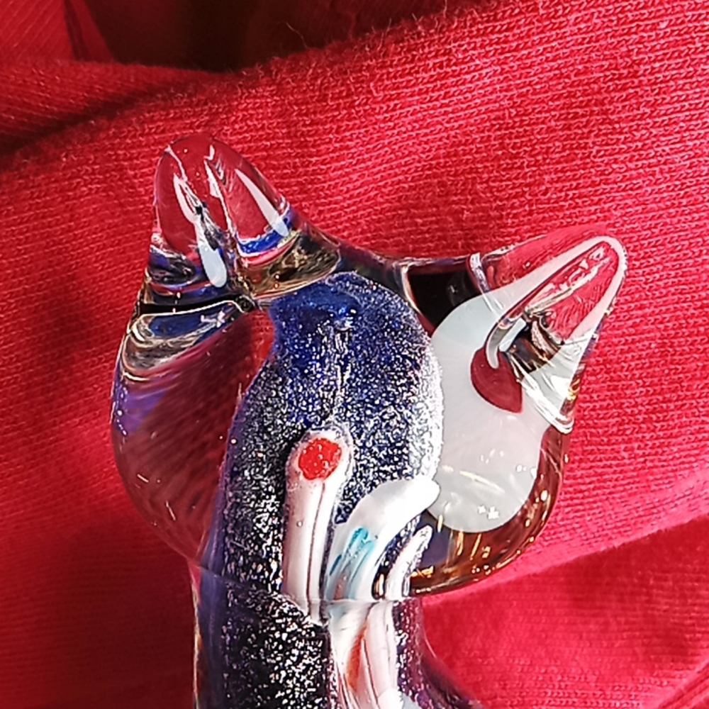 Murano Art Glass Cat Figurine. Beautiful Mixed Colors. Flawless Condition. - Picture 6 of 16